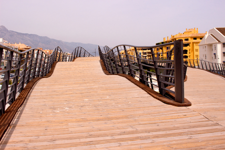 Bridge. Popular wooden bridge. San Pedro de Alcantara, Marbella, Andalusia, Spain.の写真素材