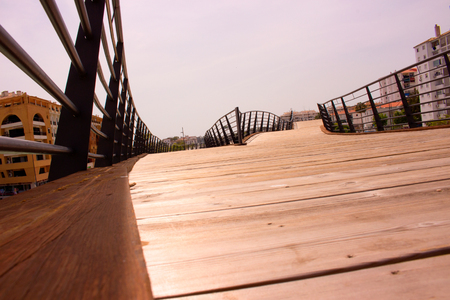 Bridge. Popular wooden bridge. San Pedro de Alcantara, Marbella, Andalusia, Spain.のeditorial素材