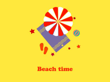 Beach Beautiful summer vector illustration. Vacation view.のイラスト素材