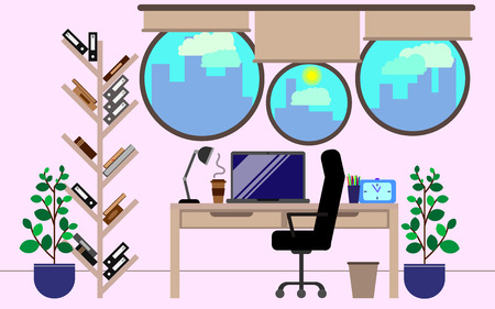 Workplace. Office concept. Vector illustration. Workspace design.のイラスト素材