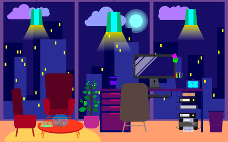Workplace. Vector illustration. Office concept. Workspace design.のイラスト素材