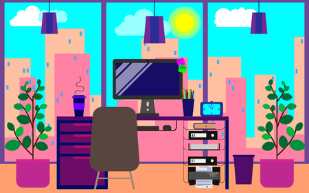 Workplace. Vector illustration. Office concept. Workspace design.のイラスト素材