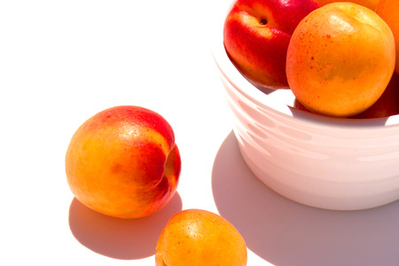 Apricot. Ripe apricot fruit isolated on a white.の写真素材