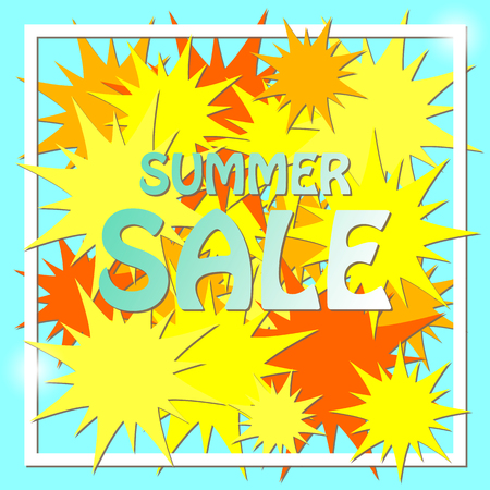 Comes out. Summer sale with abstract sun. Vector illustration.のイラスト素材