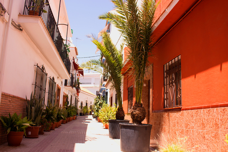 Street. Spanish architecture. Marbella city, Costa del Sol, Andalusia, Spain.の写真素材