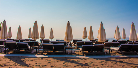 Beach Summer landscape. Mediterranean sea, Costa del Sol, Andalusia, Spain.の写真素材