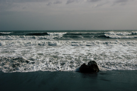 Storm The beach of Estepona during a storm. Andalusia, Spain.の写真素材