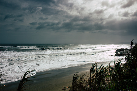 Storm The beach of Estepona during a storm. Andalusia, Spain.の写真素材