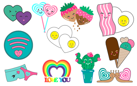 Lovely set of cute patch vector illustration.のイラスト素材