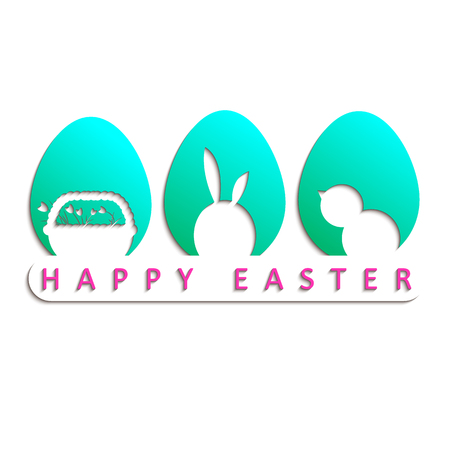Happy Easter greeting card template design. Vector illustration.のイラスト素材