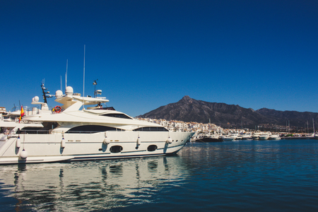 Port. Port of Puerto Banus, Marbella, Malaga, Costa del Sol, Spain. Picture taken on 27 march 2018.のeditorial素材