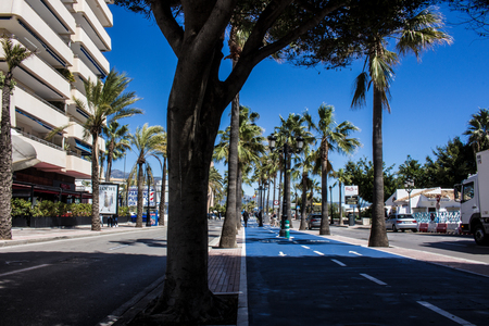Street. Street in Puerto Banus, Marbella, Malaga, Costa del Sol, Spain. Picture taken on 27 march 2018.のeditorial素材