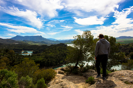 Landscape. View of the lake El Chorro Malaga, Spain. Picture taken 1 april 2018.のeditorial素材