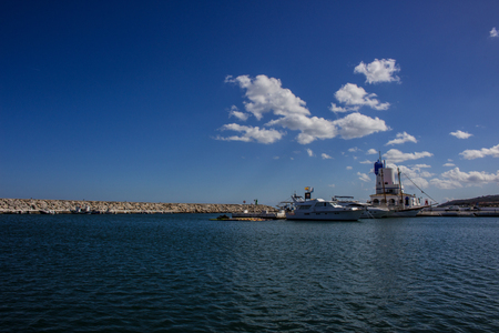 Port. Port of Manilva, Marina La Duquesa, Estepona, Andalusia, Spain. Picture taken on 8 april 2018.のeditorial素材