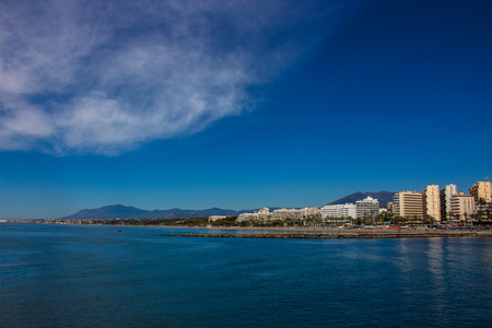 Marbella view. A sunny day in Marbella. Malaga province, Andalusia, Spain. Picture taken ? ? "3 May 2018.のeditorial素材
