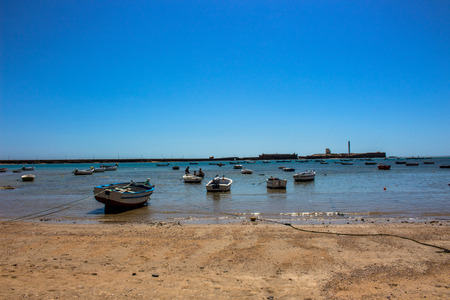 Beach. A sunny day on the beach of Cadiz. Andalusia, Spain. Picture taken ? ? "6 May 2018.のeditorial素材