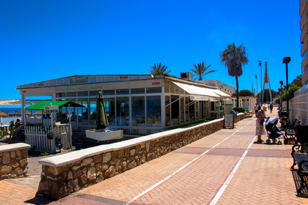 Promenade A sunny day on the beach of Fuengirola. Malaga province, Andalusia, Spain. Picture taken ? ? "15 May 2018.のeditorial素材