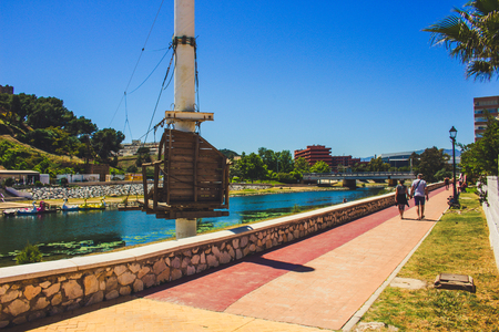Promenade A sunny day on the beach of Fuengirola. Malaga province, Andalusia, Spain. Picture taken ? ? "15 May 2018.のeditorial素材