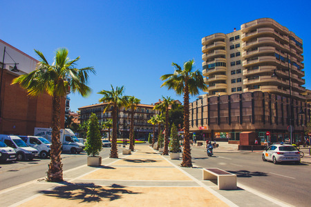 Street. A sunny day in the street of Fuengirola. Malaga province, Andalusia, Spain. Picture taken ? ? "15 May 2018.のeditorial素材
