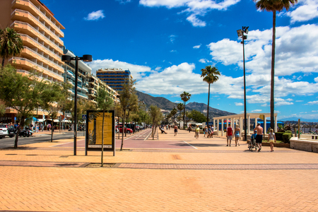 Promenade A sunny day on the beach of Fuengirola. Malaga province, Andalusia, Spain. Picture taken ? ? "5 june 2018.のeditorial素材