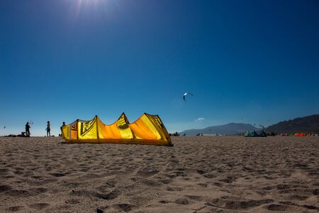 Beach Punta Paloma? beach and Kiteboarding. Tarifa, Andalusia, Spain. Picture taken 29 july 2018.のeditorial素材