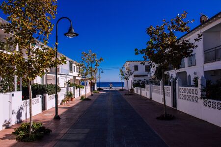 Sunny day on the street of La Cala de Mijas. Costa del Sol, Andalusia, Spain. Photo taken? 11 november 2018.のeditorial素材