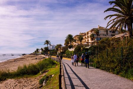 Promenade. Calahonda Beach, Mijas, Costa del Sol Occidental, Malaga, Andalusia, Spain. Picture taken? 2 December 2018.のeditorial素材