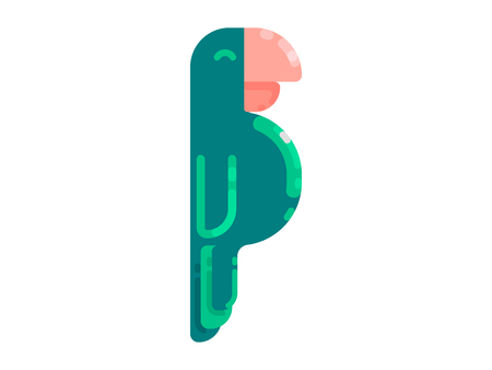 Parrot. Exotic bird. Minimalistic design for label, badge, logo. Isolated on white background. Flat vector illustration.のイラスト素材