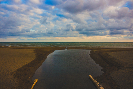 Beach Beach of Estepona in front of the sunset. Malaga province, Andalusia, Spain.の写真素材