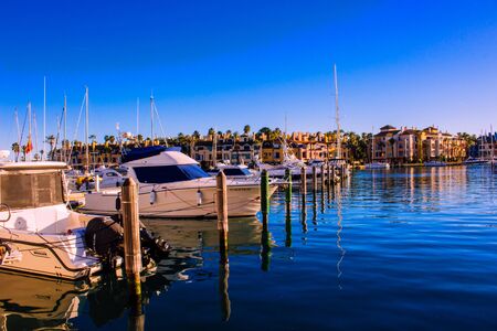 Port of Sotogrande. Port, sea, yachts and colorful houses. Sotogrande, Costa del Sol, Andalusia, Spain. Picture taken? 13 January 2019.のeditorial素材