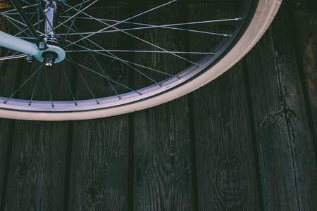 Bicycle. Bicycle on the background of a wooden bridge.の写真素材