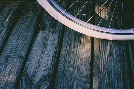 Bicycle. Bicycle on the background of a wooden bridge.