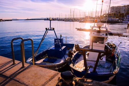 Port. Evening at the port. Estepona, Malaga, Andalusia, Spain. Picture taken? 10 February 2019.のeditorial素材