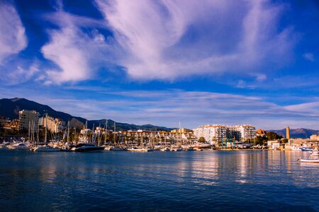 Port. Evening at the port. Estepona, Malaga, Andalusia, Spain. Picture taken? 10 February 2019.のeditorial素材