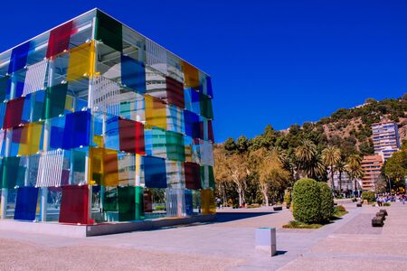 Cube. Multi-colored cube in the center of Malaga. Costa del Sol, Andalusia, Spain. Picture taken? 15 March 2019.のeditorial素材