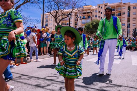 25th INTERNATIONAL VILLAGES FAIR in Fuengirola. The multicultural parade, in which all the delegations at each edition of? FIP? take part Andalusia, Spain. Picture taken? 1 May 2019.のeditorial素材