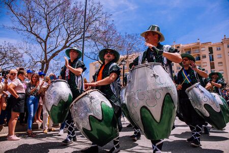 25th INTERNATIONAL VILLAGES FAIR in Fuengirola. The multicultural parade, in which all the delegations at each edition of? FIP? take part Andalusia, Spain. Picture taken? 1 May 2019.のeditorial素材