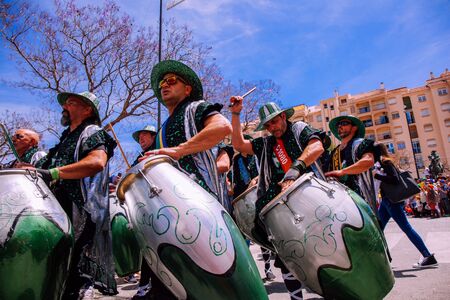 25th INTERNATIONAL VILLAGES FAIR in Fuengirola. The multicultural parade, in which all the delegations at each edition of? FIP? take part Andalusia, Spain. Picture taken? 1 May 2019.のeditorial素材