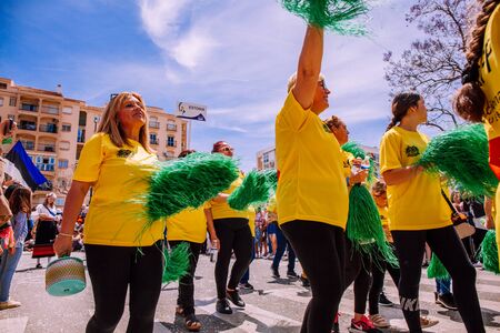 25th INTERNATIONAL VILLAGES FAIR in Fuengirola. The multicultural parade, in which all the delegations at each edition of? FIP? take part Andalusia, Spain. Picture taken? 1 May 2019.のeditorial素材