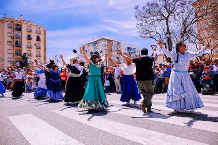 25th INTERNATIONAL VILLAGES FAIR in Fuengirola. The multicultural parade, in which all the delegations at each edition of? FIP? take part Andalusia, Spain. Picture taken? 1 May 2019.のeditorial素材