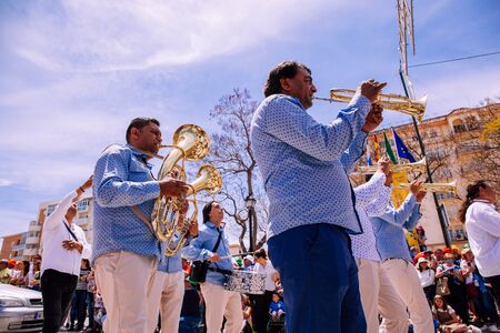 25th INTERNATIONAL VILLAGES FAIR in Fuengirola. The multicultural parade, in which all the delegations at each edition of? FIP? take part Andalusia, Spain. Picture taken? 1 May 2019.のeditorial素材