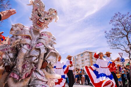 25th INTERNATIONAL VILLAGES FAIR in Fuengirola. The multicultural parade, in which all the delegations at each edition of? FIP? take part Andalusia, Spain. Picture taken? 1 May 2019.のeditorial素材