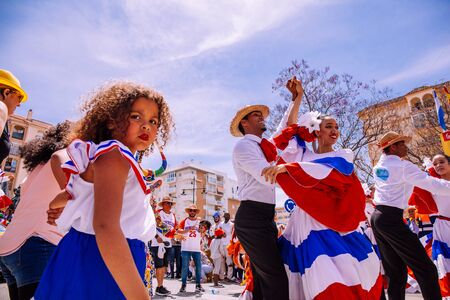 25th INTERNATIONAL VILLAGES FAIR in Fuengirola. The multicultural parade, in which all the delegations at each edition of? FIP? take part Andalusia, Spain. Picture taken? 1 May 2019.のeditorial素材