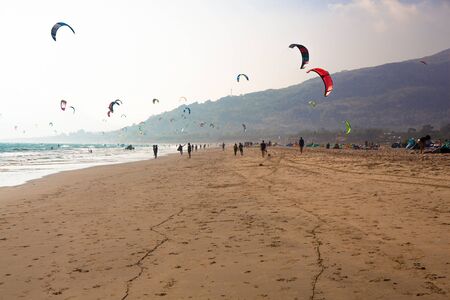 Tarifa beach. Kite surfing beach in southern Spain. Costa del Sol, Andalusia, Spain. Picture taken...