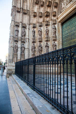 Seville Cathedral. (Cathedral of Santa Maria de la Sede) Gothic style architecture in Seville, Andalusi, Spain. Picture taken 24 March 2020.のeditorial素材