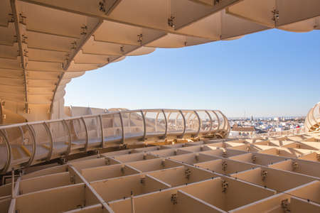 Seville view. Metropol Parasol. (Setas de Sevilla) best view of the city of Seville, Andalusia, Spain. Picture taken 23 March 2020.のeditorial素材