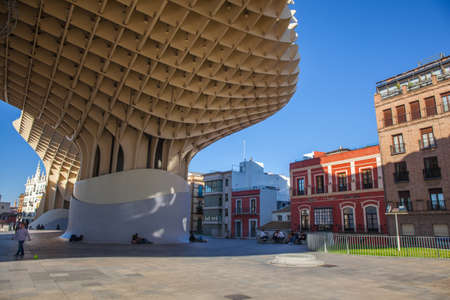 Metropol Parasol. Modern architecture on Plaza de la Encarnacion, Seville, Andalusia, Spain. Picture taken 23 March 2020.のeditorial素材