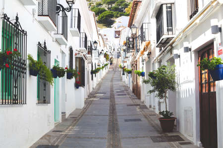 Beautiful view of Mijas picturesque street. Mijas, Andalusia, Spain. Picture taken - 04.04.2021.のeditorial素材