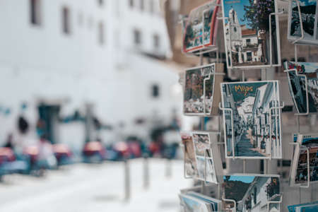 Souvenir shop. Gifts displayed outside a souvenir shop in the village center Mijas. Andalusia, Spain. Picture taken - 04.04.2021.のeditorial素材