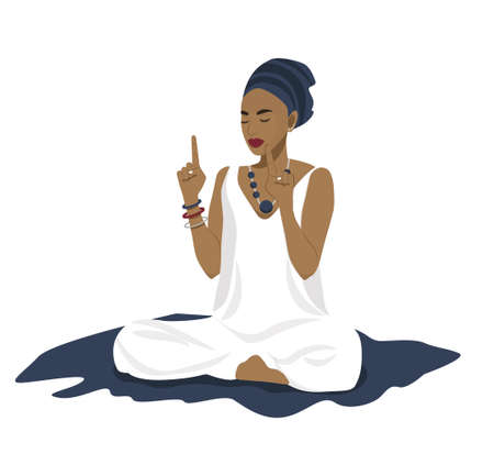 Girl doing yoga in a pose for meditationのイラスト素材